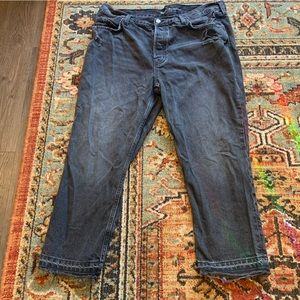 Old Navy Black Wash High-Waisted Button-Fly Slouchy Straight Cut-Off Jeans Sz 16